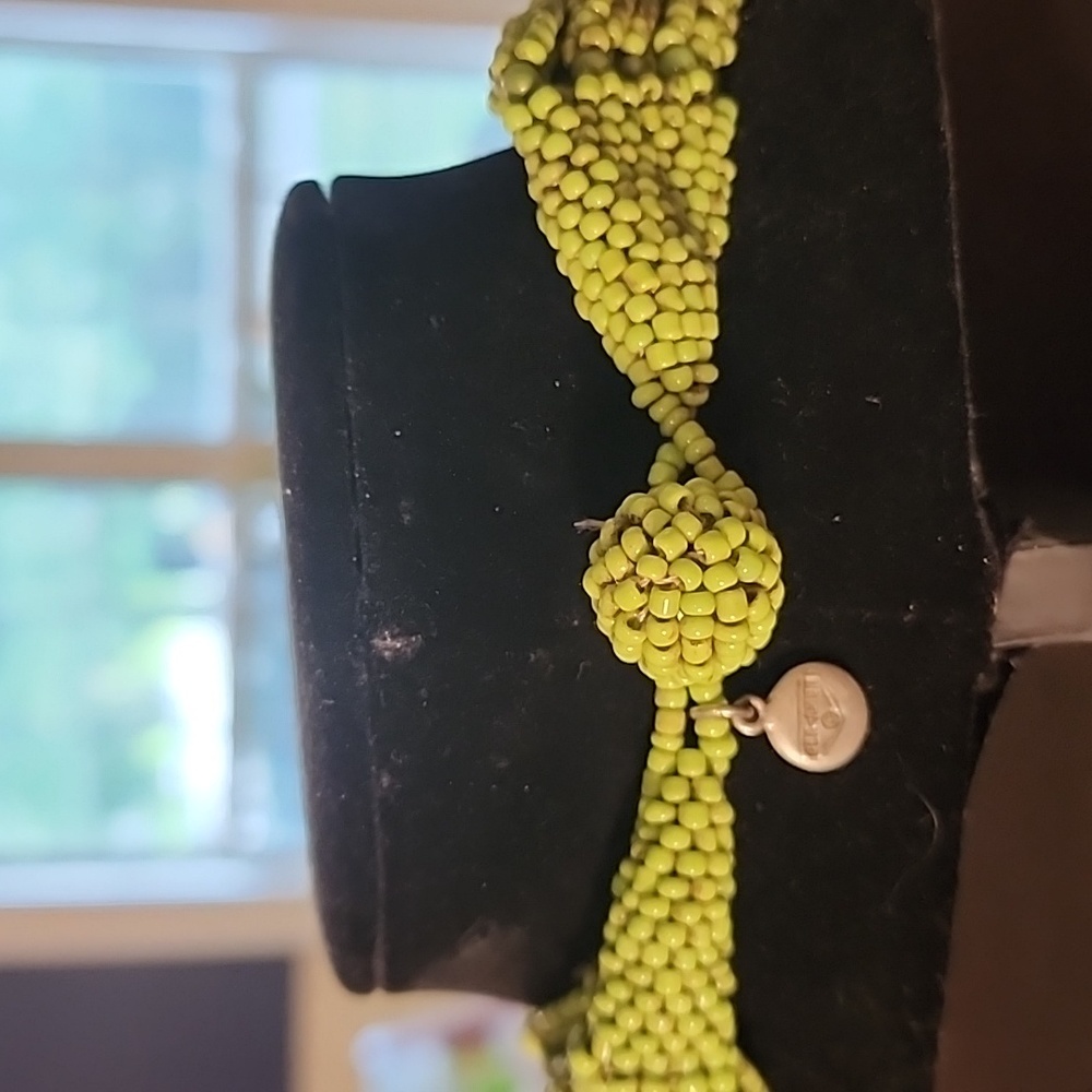 Ben Amun Vintage Rare Multi Strand Green Beaded Choker Bib Necklace - Picture 3 of 7